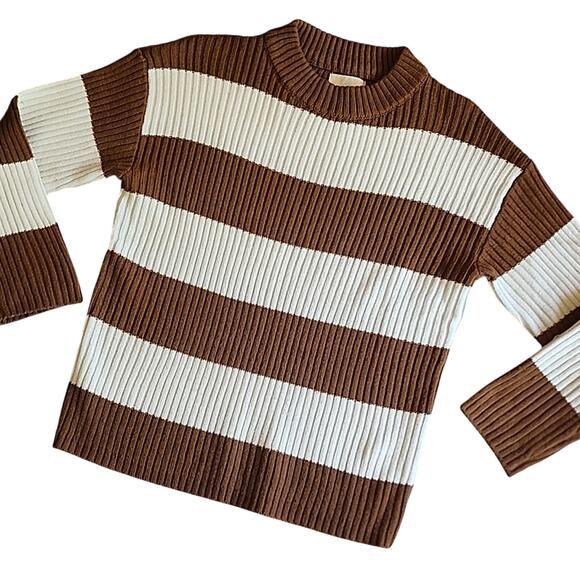Love For Humanity Brown and Ivory Striped Sweater - Picture 1 of 6